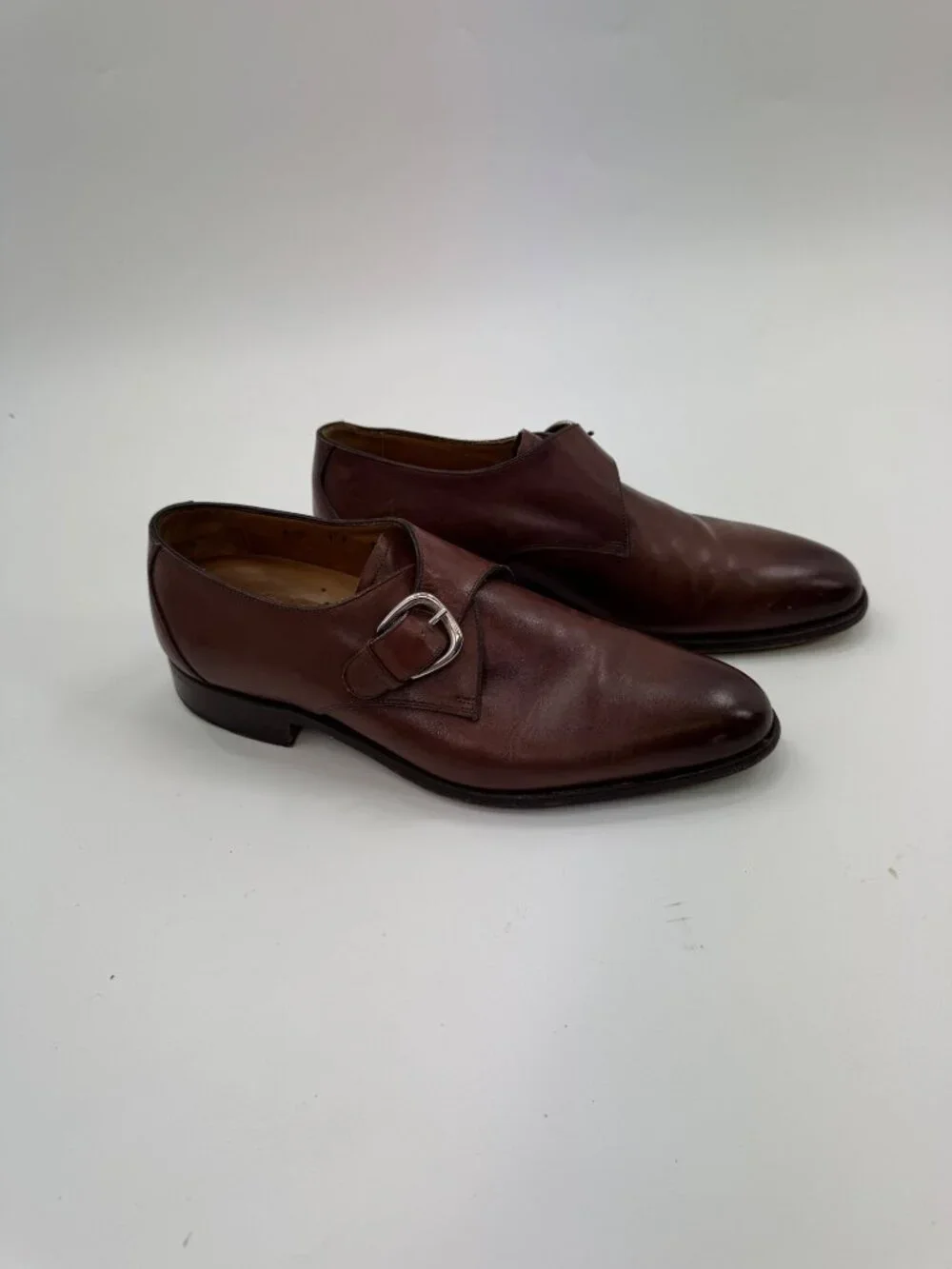 Loding Mens Brown Leather Monk Strap Shoes Size UK 7 US 8 With Goodyear Welt